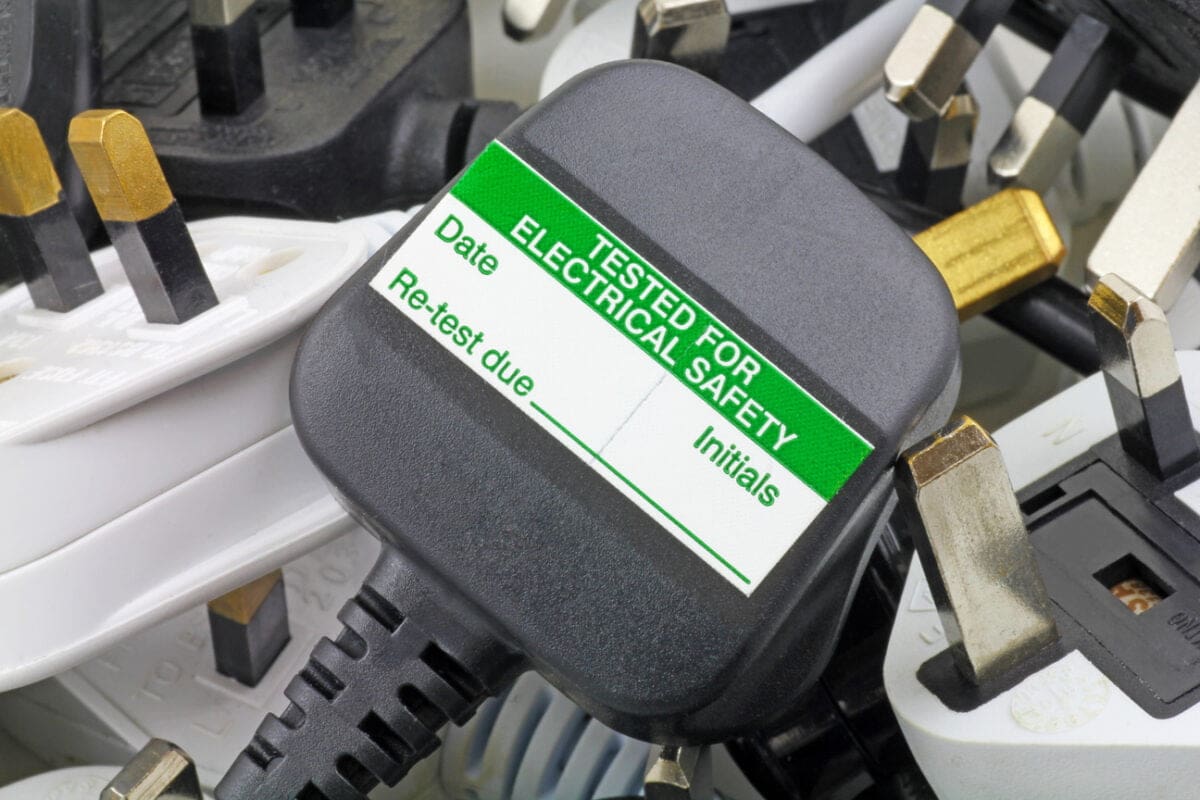 Blank Pat Testing Sticker on Plug