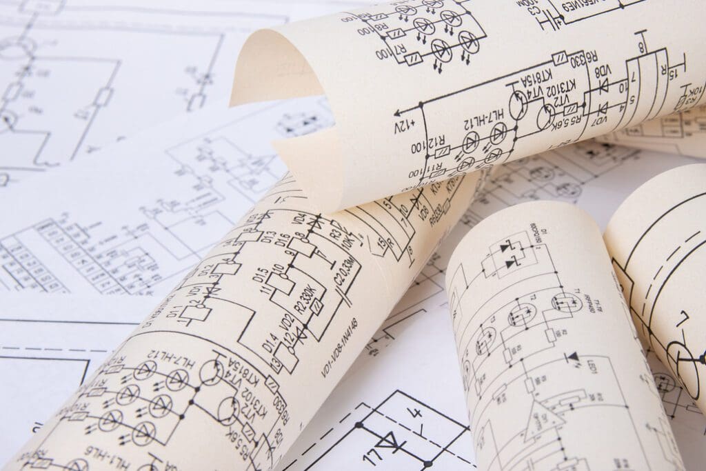 Printed drawings of electrical circuits